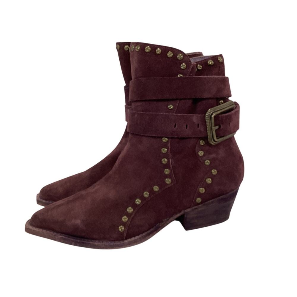 Free People Studded Brandy Wine Billy Ankle Boots Size 7.5 US / 37.5 EU - Picture 3 of 5